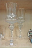 Pair of Elongated Glass Candle Stands