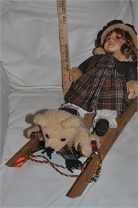 1998 Limited Edition porcelain doll on sled