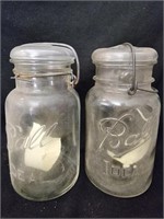 Lot of 2 Ball Jars with glass lids