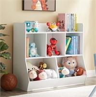 B488  Toy Storage Organizer 5-Cubby Shelf, White 3