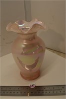 Pink Glass Ruffled Vase