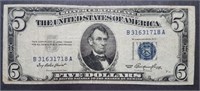 1953 $5 Five Dollar Silver Certificate Note