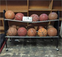 Rolling Basketball Cart w/15 Balls