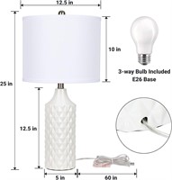 Ceramic Table Lamp - White Modern Bedsid