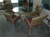 Glass Top Patio table and (5) Chairs