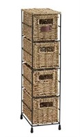 4 Tier Small Seagrass Basket Storage Tower Unit