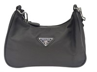 Black Nylon Small Shoulder Hobo Bag