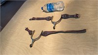 2pc Western Style Steel Boot Spurs Leather Straps