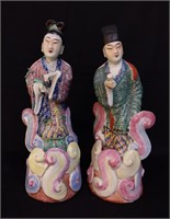 Pair of 1920's Chinese Famille Rose Figures
