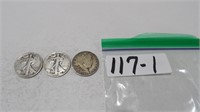2) Walking Liberty Half Dollars, 1936,43 S Mint, +