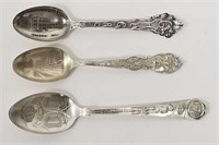 Lot of 3 Vintage Sterling Silver Souvenir Spoons