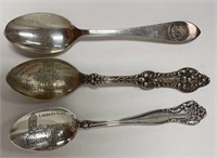 Lot of 3 Vintage Sterling Silver Souvenir Spoons