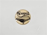 EARLY CELLULOID DUGUID SADDLE ADV. BICYCLE BUTTON