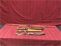 York recurve bow and 3 quiver with 18 arrows