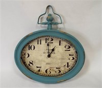 Blue Painted Metal Wall Clock - Battery Operated