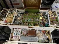 LARGE JEWELRY BOX PACKED FULL OF COSTUME JEWELRY