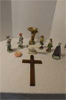 Wooden Cross, Misc. Figurines, etc.