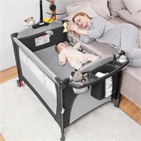 Mereryi 5-in-1 Pack & Play Crib  Black