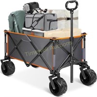 Foldable Wagon Cart  Big Wheels  Orange