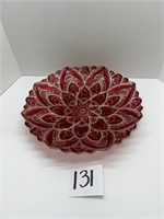 Red and Gold Decorative Glass Bowl