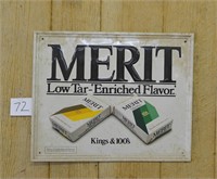Vintage Metal Merit Cigarette Adverting Sign 21"