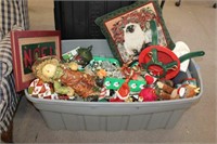 LARGE TOTE OF CHRISTMAS DECOR