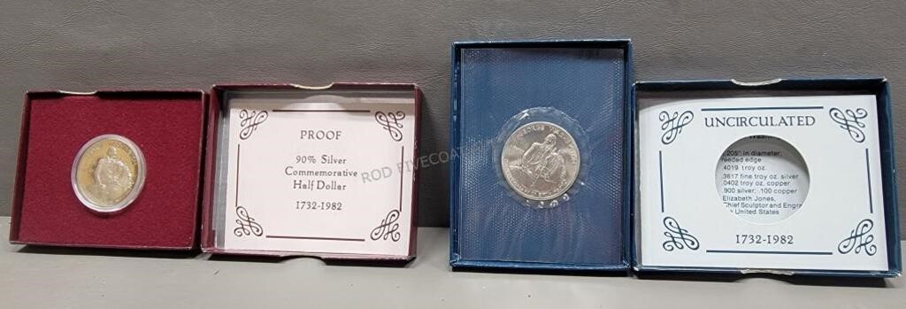 2 - George Washington Silver Half Dollars
