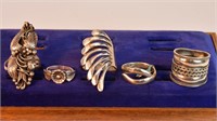 Five Indian Silver Sterling Rings