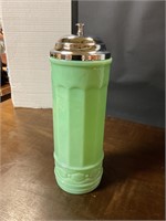 Jadeite glass straw jar