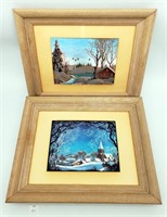 Framed Foil Art Snowscape Scenes