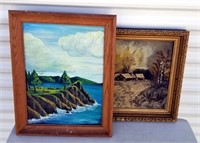 D. Phelps Oil On Canvas Ocean Cliffs Scene +1