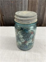 FRUIT JAR WITH OLD BUTTONS