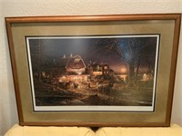 VTG Terry Redlin Harvest Moon Ball Framed &