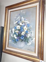 Hand Painted Signed Flower Picture