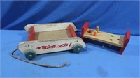 Block-Rod Wooden Kids Pull Behind Toy & Wooden