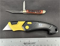 KC Box Cutter & Redbone Handle Pocket Knife
