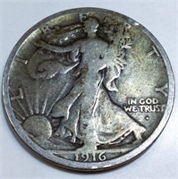 1916-S Walking Liberty Half Dollar Rare Date