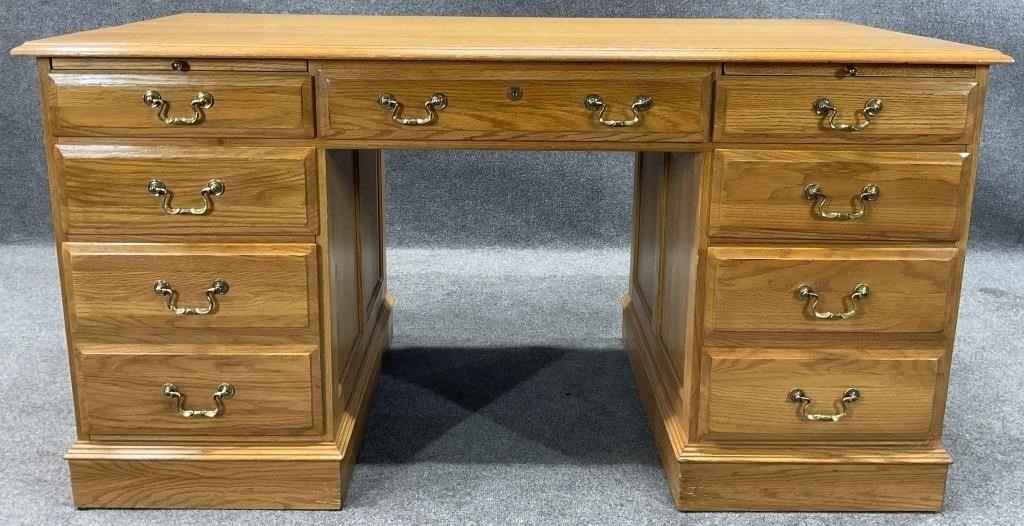 Ethan Allen Oak Executive Desk