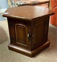 Vintage Wooden Side Table with Doors