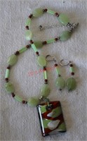 Art Glass Necklace & Earring Set