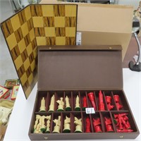 Chess Set, Vintage, Plastic Pieces.