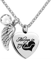 Always In My Heart Cremation Urn Keepsake Necklace