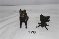 CAST IRON DOG BANK & CAST IRON FLY