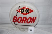 VINTAGE D-X-BORON GAS PUMP GLOBE W/ CAP CO COVER