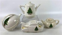 Hall China Christmas Teapots