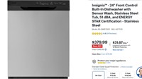 Insignia™ - 24” Front Control Built-In Dishwasher