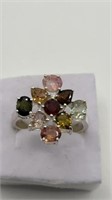 Tourmaline Sterling Silver Ring Size 7.75
