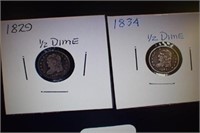 1829 an 1834 Capped Bust Half Dimes