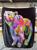 Multicolored Polar Bear Fleece Blanket
