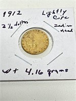 1912 $2.50 Indian Head 4.16 Grams Gold Lightly